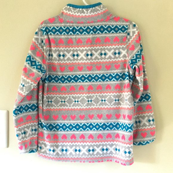 OshKosh B'Gosh Quarter-Zip Microfleece Pullover, Gray Fair Isle Print, Size 6 - Picture 2 of 6